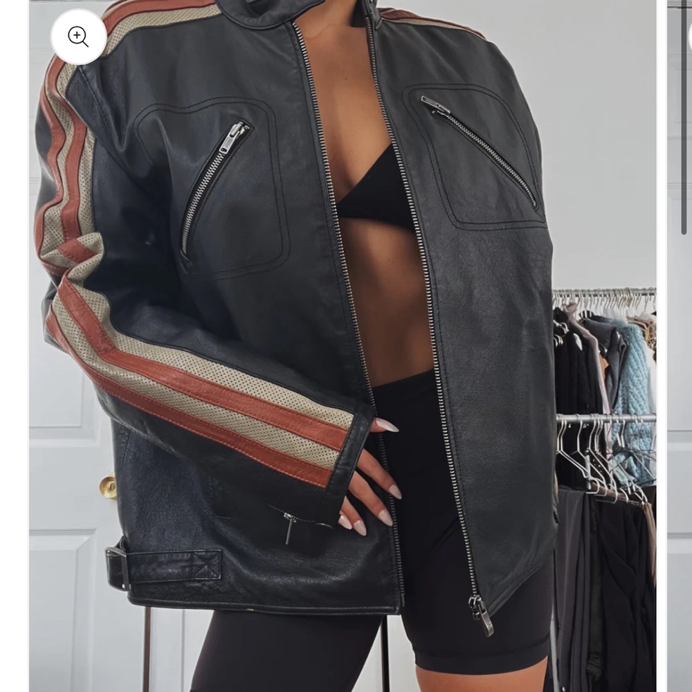 Street Legal Vintage leather jacket with red stripe